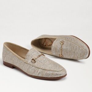 NEW Sam Edelman Loraine Platinum Gold Horsebit Loafer Sparkle 8 Neutral shimmer